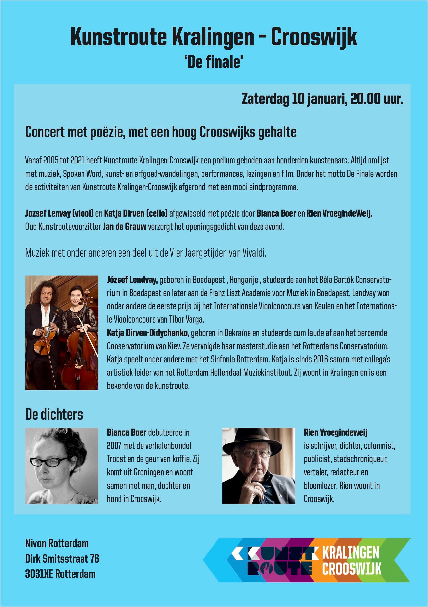 Concert met poëzie, met een hoog Crooswijks gehalte